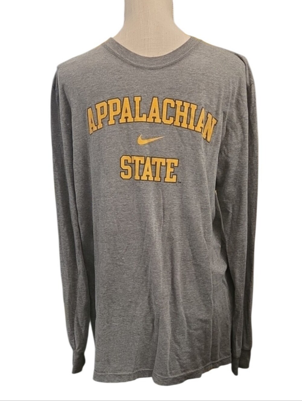 Nike Gray Long Sleeve Appalachian State Tee with Gold Lettering